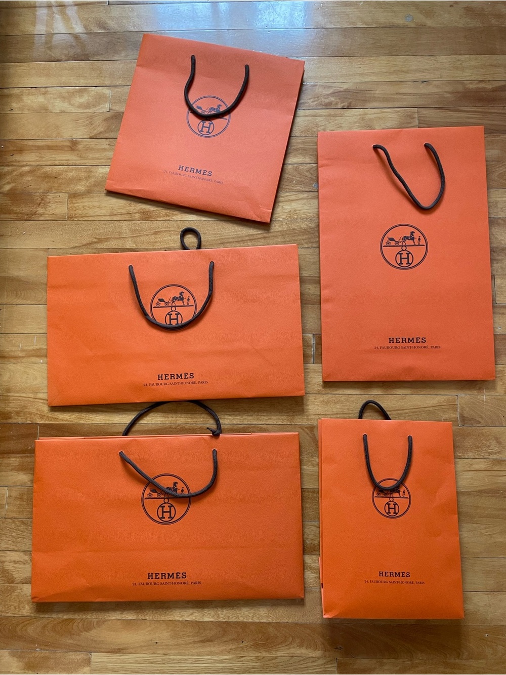 Hermes Orange Shopping Bag Set of 5